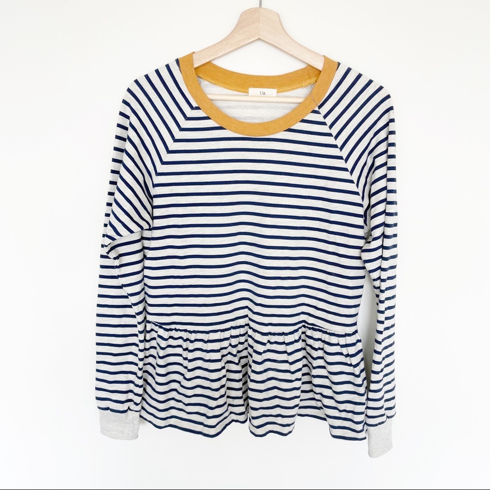 Anthropologie T.La striped peplum sweatshirt